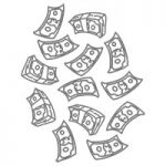 outlined graphic of money bills